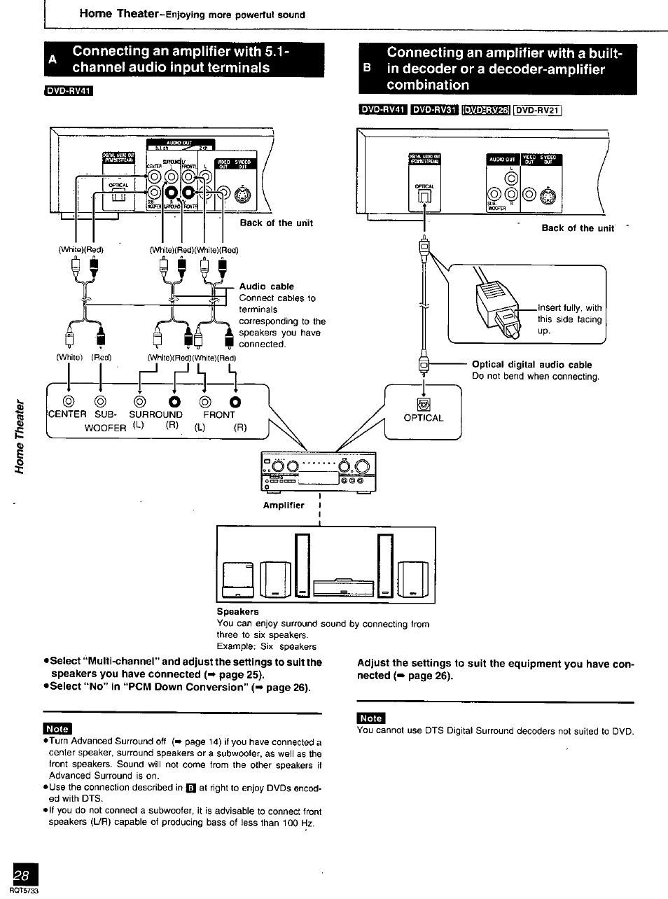 Audio cable, O © o | Panasonic DVD-RV21 User Manual | Page 28 / 36