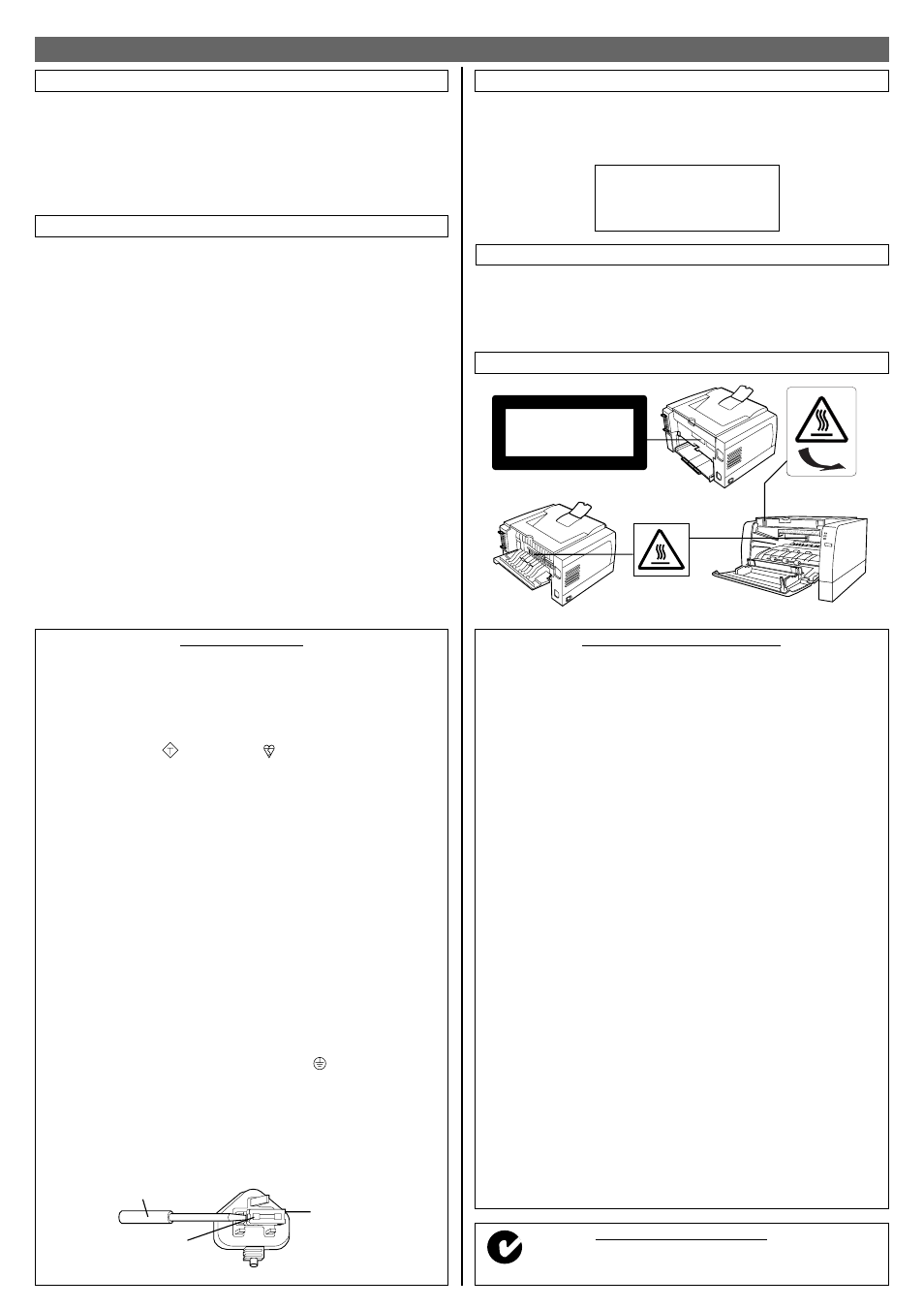 For your safety, General, Power source | Laser safety, Caution labels, Ozone release | Panasonic KX-P7100 User Manual | Page 3 / 4