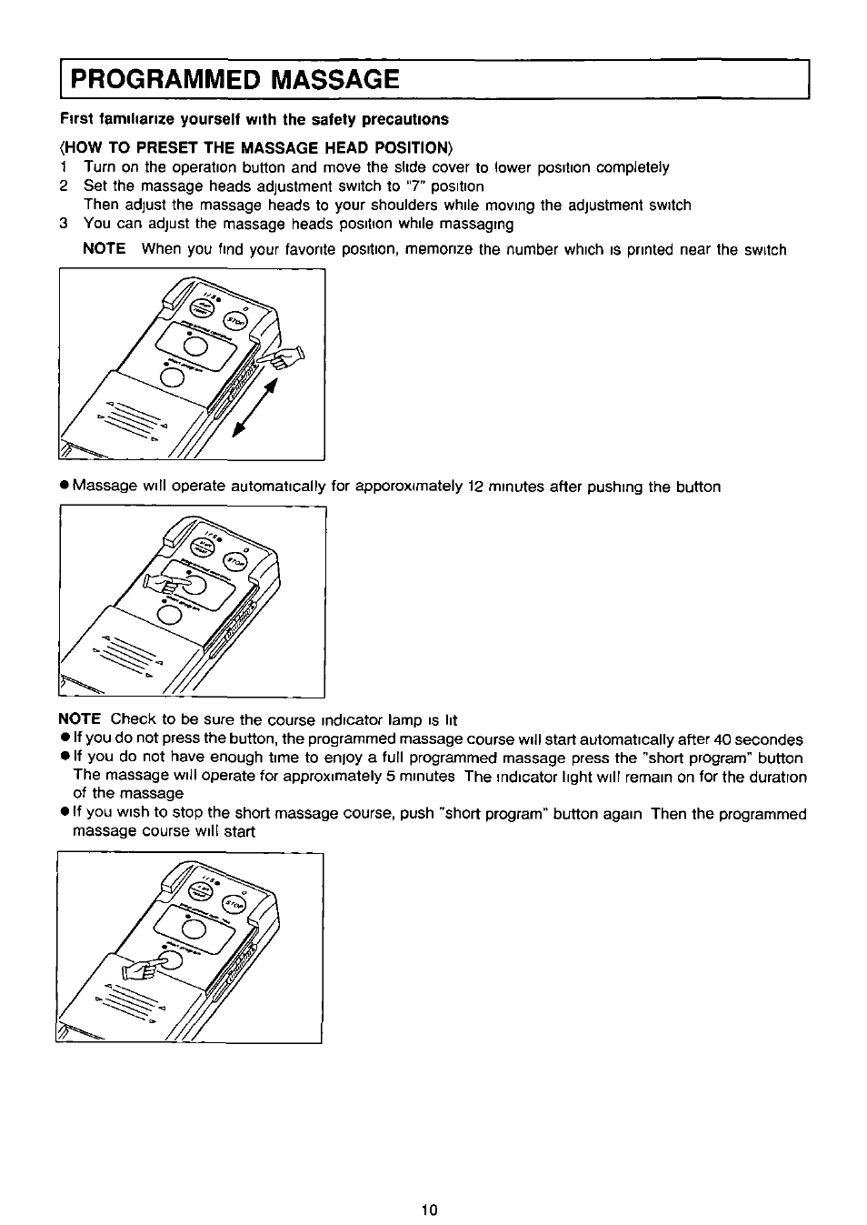 Programmed massage | Panasonic EP574 User Manual | Page 10 / 48