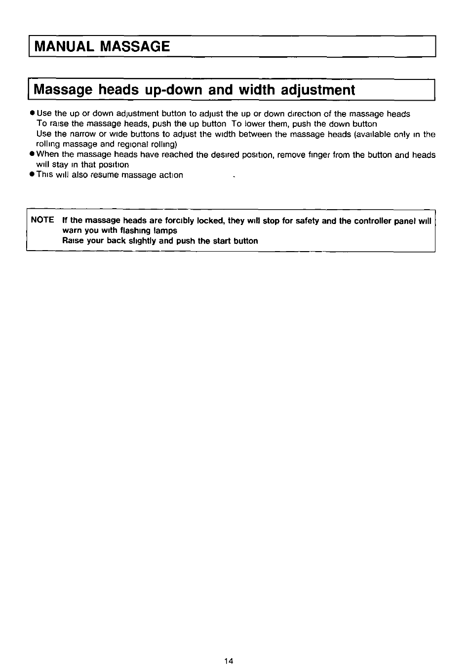 Massage heads up-down and width adjustment | Panasonic EP574 User Manual | Page 14 / 48