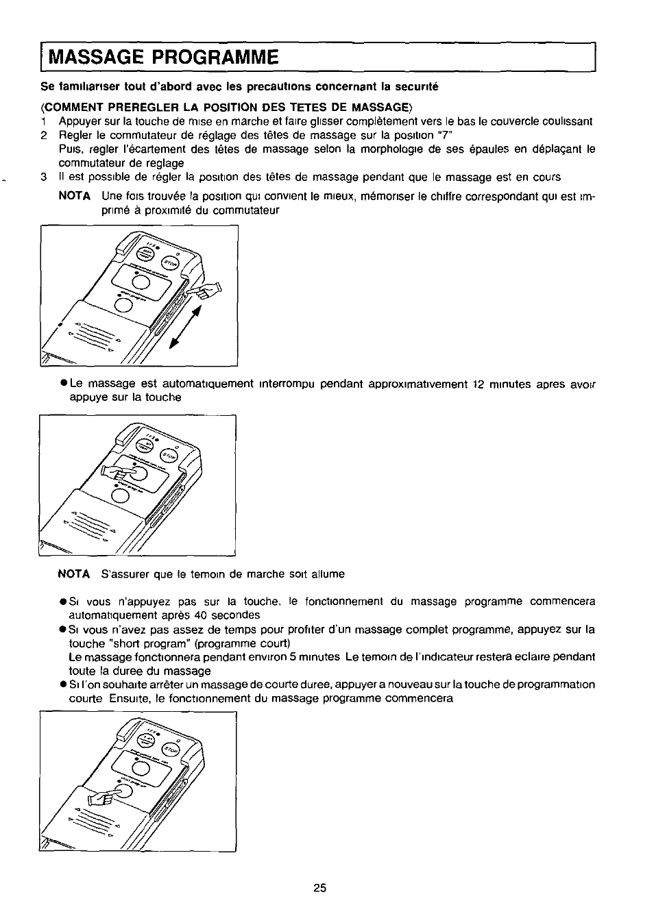 Massage programme | Panasonic EP574 User Manual | Page 25 / 48