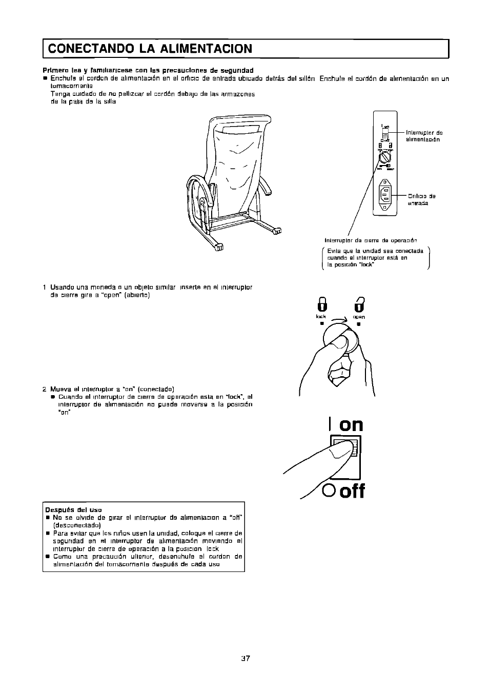 Conectando la alimentacion | Panasonic EP574 User Manual | Page 37 / 48