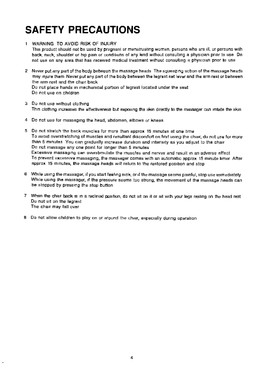 Safety precautions | Panasonic EP574 User Manual | Page 4 / 48