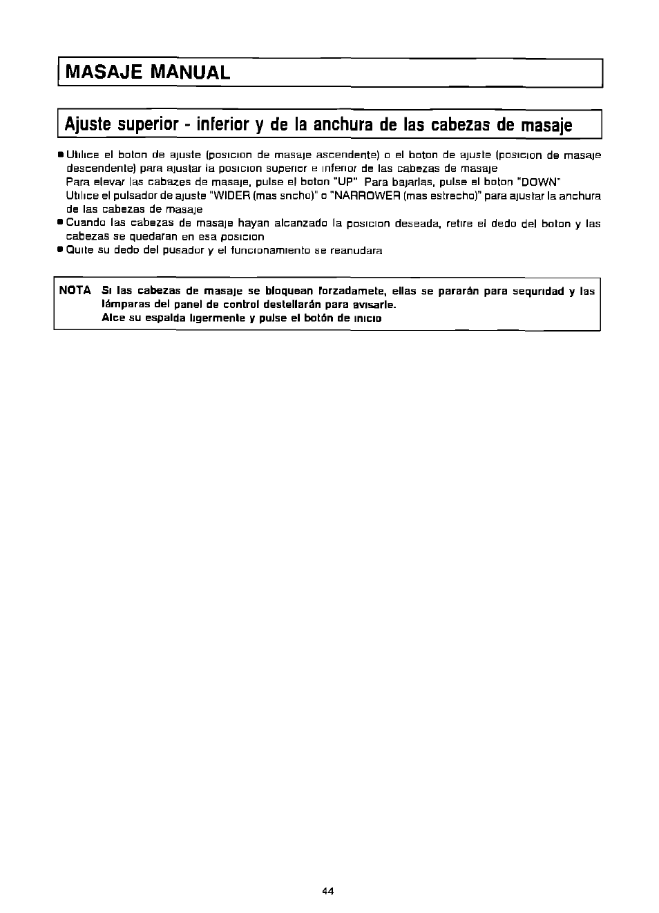 Masaje manual | Panasonic EP574 User Manual | Page 44 / 48