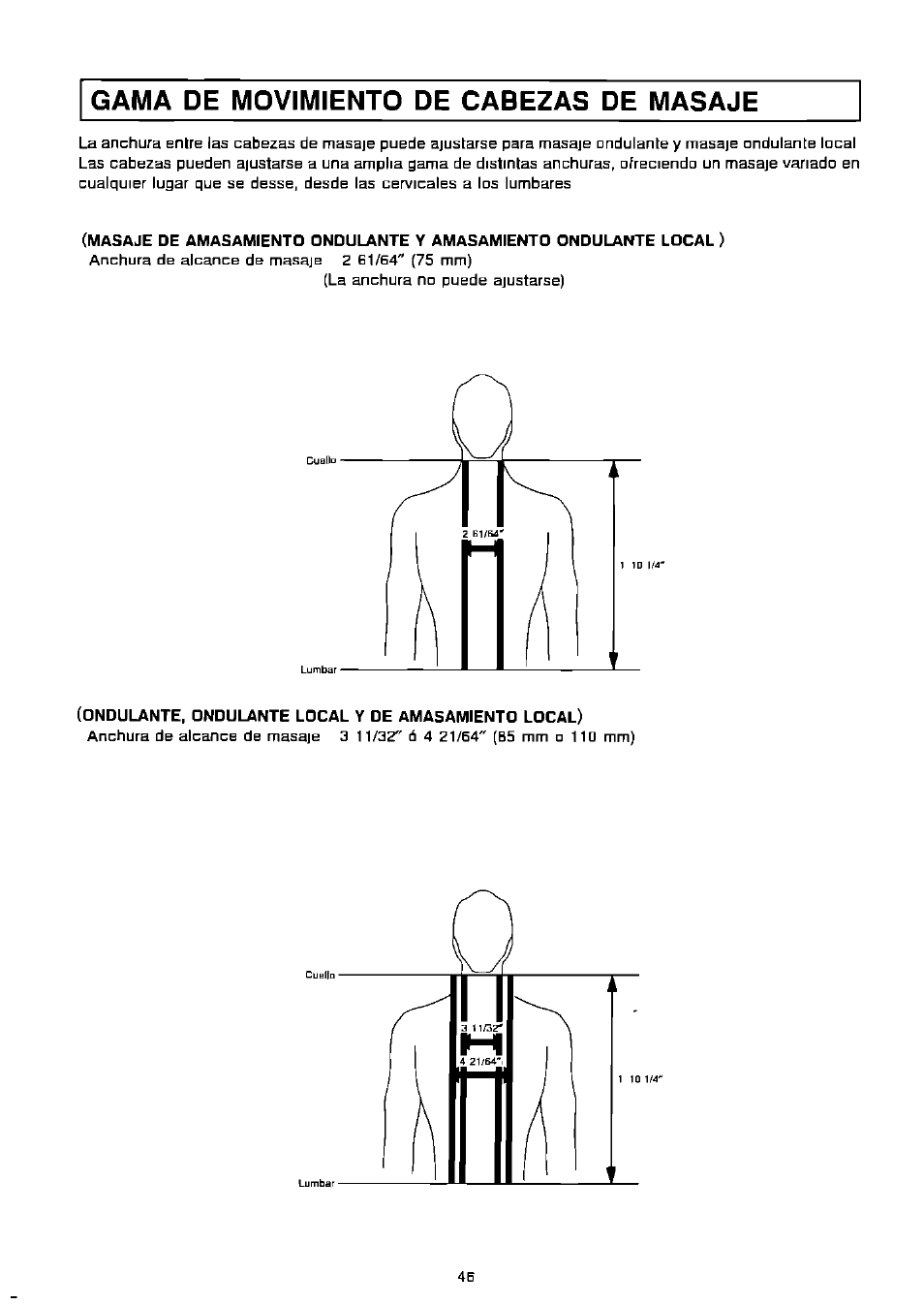 Gama de movimiento de cabezas de masaje | Panasonic EP574 User Manual | Page 46 / 48