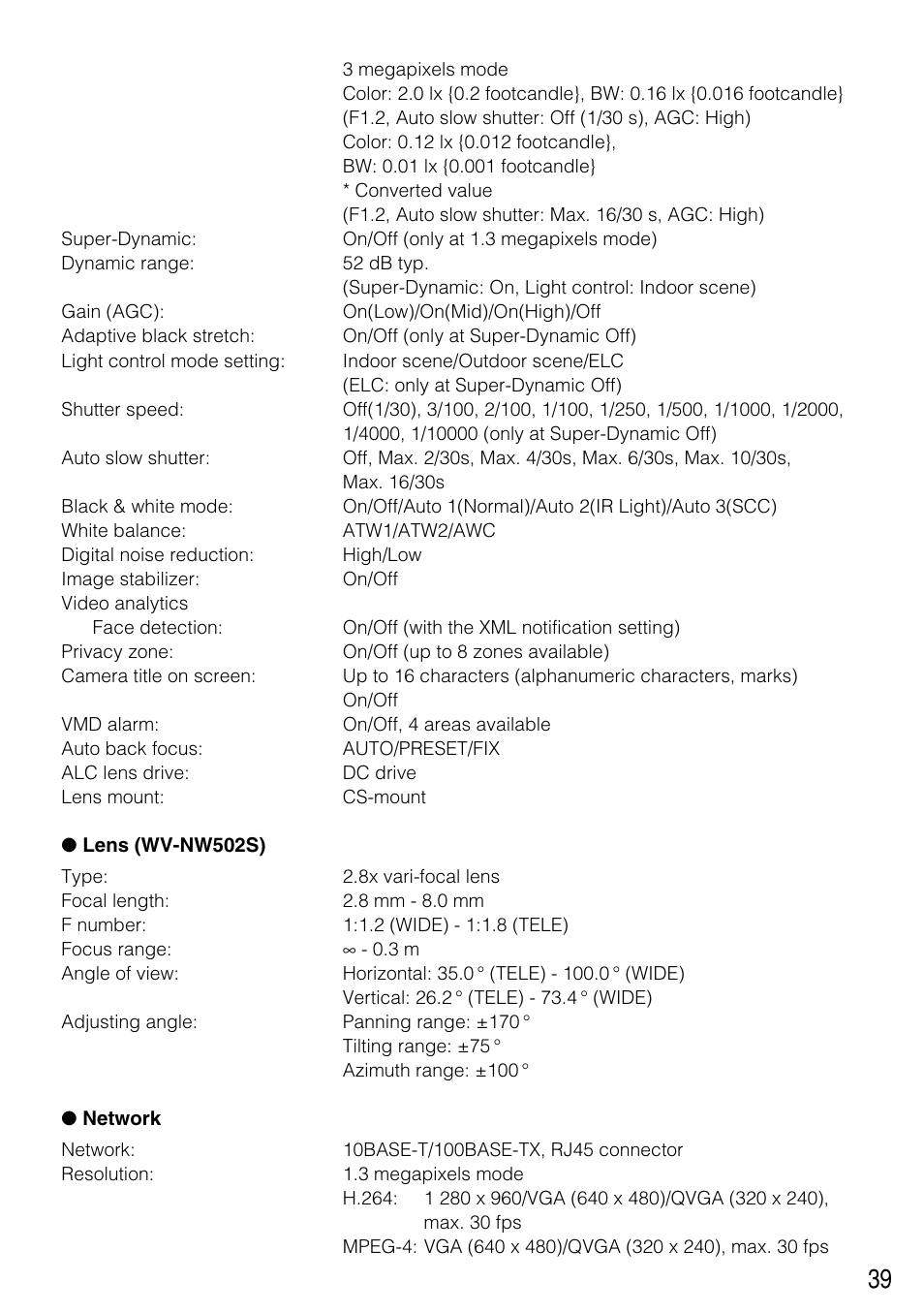 Panasonic WV-NW502SK User Manual | Page 39 / 44