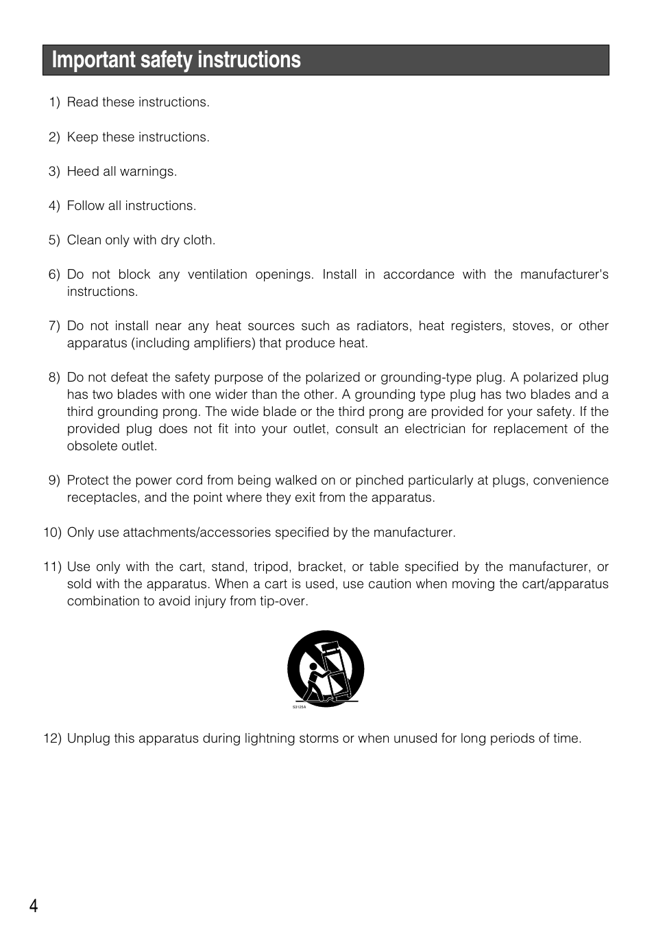 Important safety instructions | Panasonic WV-NW502SK User Manual | Page 4 / 44