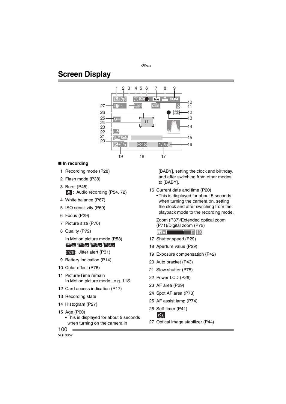 Others, Screen display | Panasonic DMC-FX9PP User Manual | Page 100 / 124