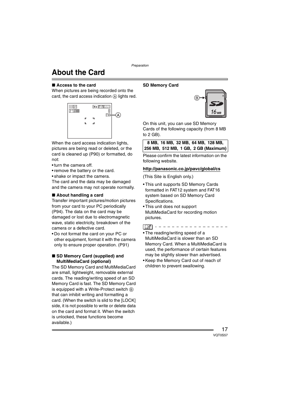 About the card | Panasonic DMC-FX9PP User Manual | Page 17 / 124
