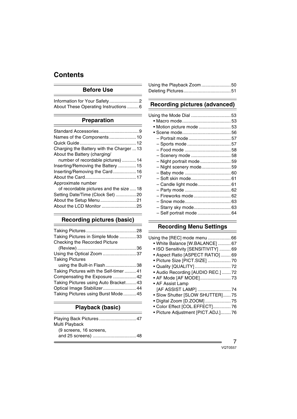 Panasonic DMC-FX9PP User Manual | Page 7 / 124