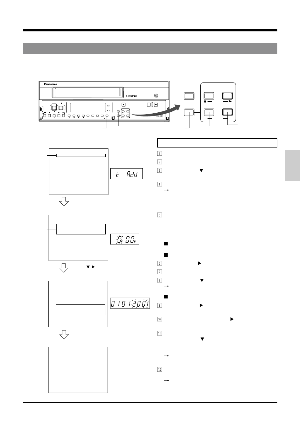 3 date and time setting, 4 on-screen/menu switches, T adj | Panasonic AG-TL950 User Manual | Page 19 / 58