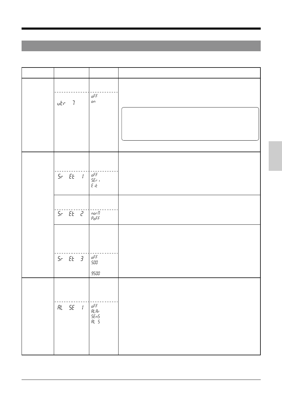 7 contents of menu switches, 4 on-screen/menu switches, Sr et 2 | Sr et 3, Al se 1, Vtr 7, Sr et 1 | Panasonic AG-TL950 User Manual | Page 25 / 58