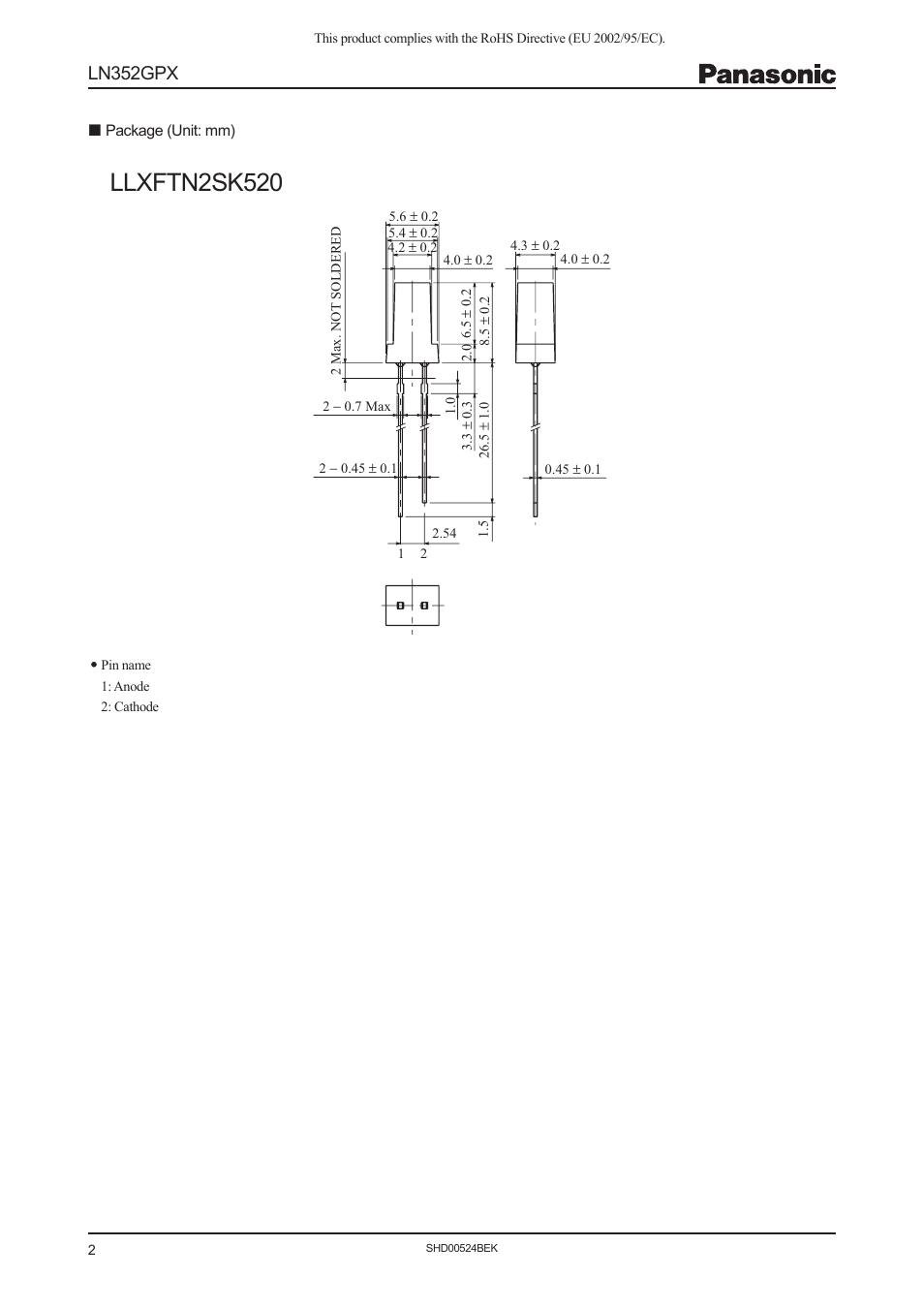 Llxftn2sk520, Ln352gpx | Panasonic LN352GPX User Manual | Page 2 / 3