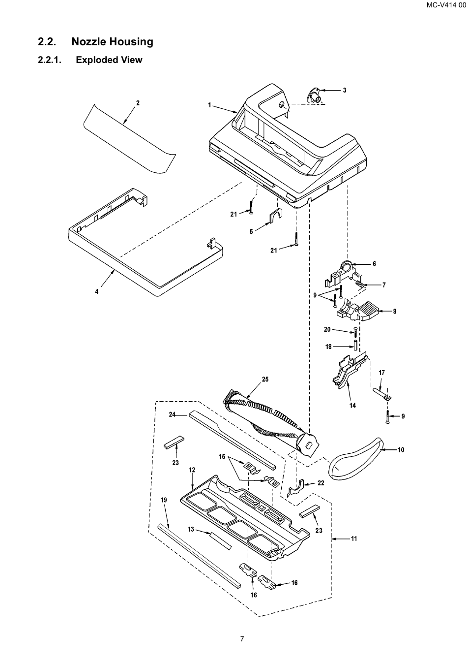 Nozzle housing | Panasonic MC-V414 00 User Manual | Page 7 / 13