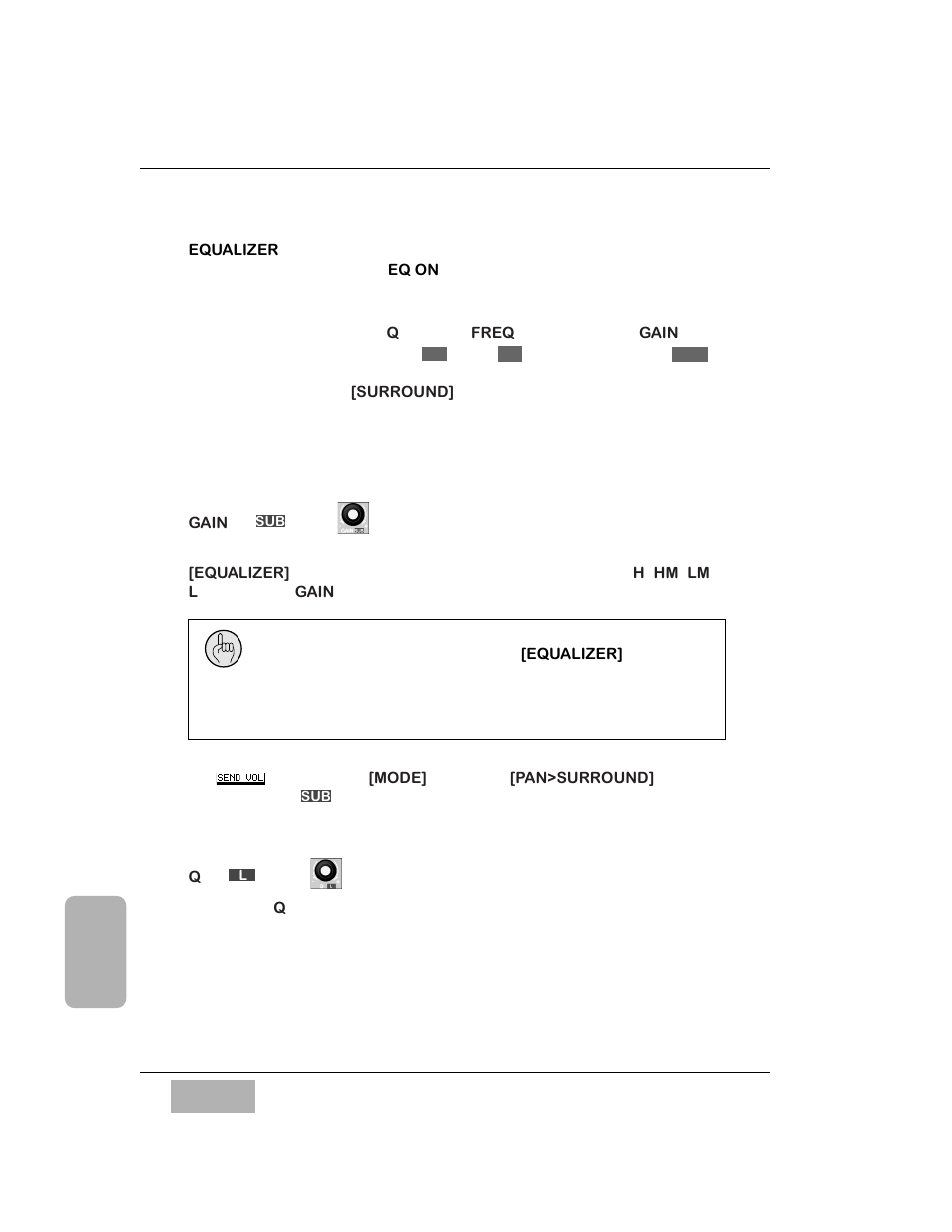 Equalizer section elements, Gain or sub knob sub, Q or l knob l | Panasonic WR-DA7 User Manual | Page 113 / 369