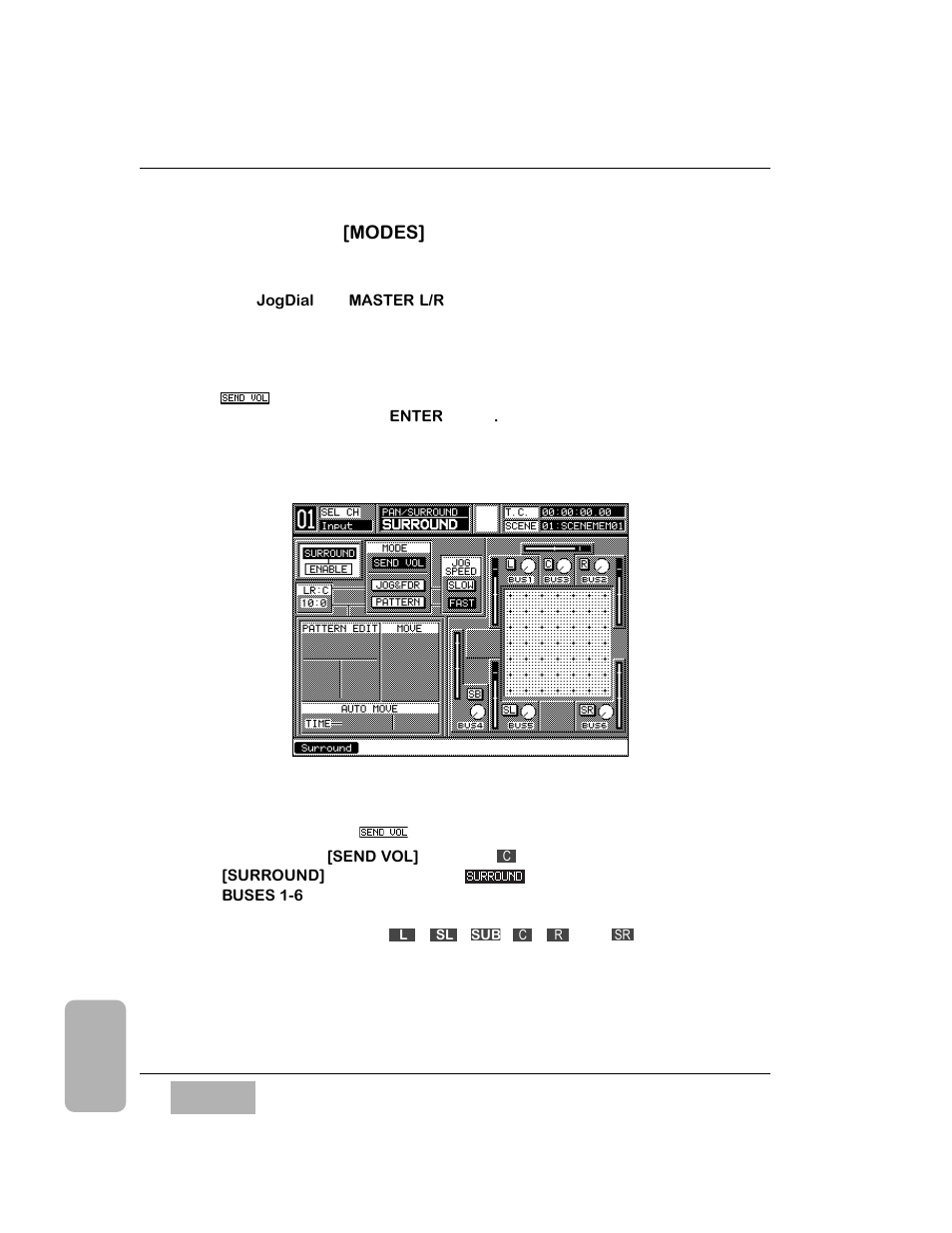 Surround sound [modes] area, Send volume mode, Operations in the send vol (send volume) mode | Panasonic WR-DA7 User Manual | Page 124 / 369