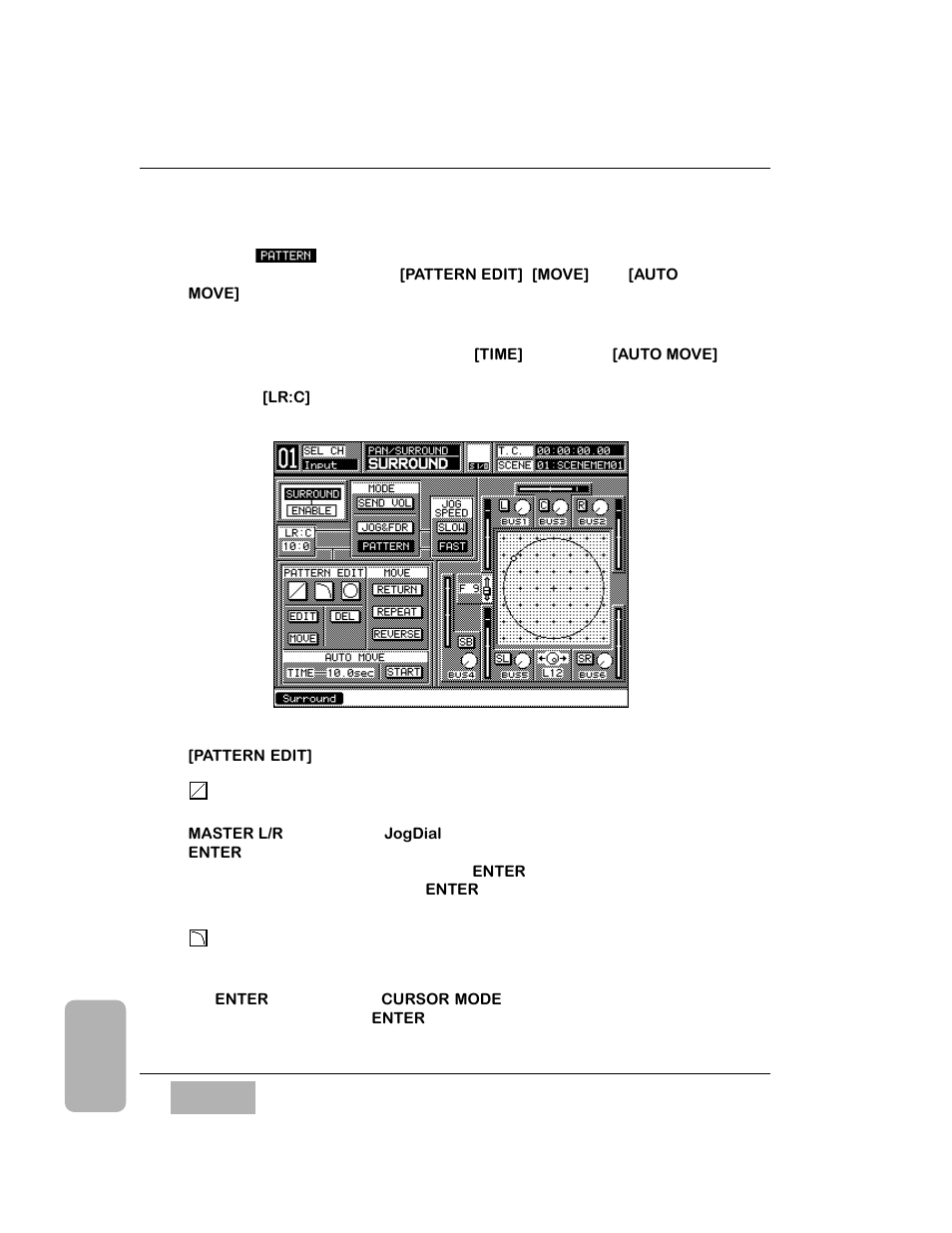 Pattern mode, Pattern edit] area, Straight line mode button | Curved line mode button | Panasonic WR-DA7 User Manual | Page 126 / 369