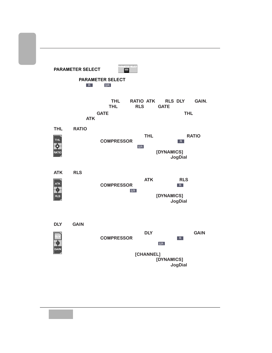 Parameter select button, Thl and ratio led, Atk and rls led | Dly and gain led | Panasonic WR-DA7 User Manual | Page 136 / 369