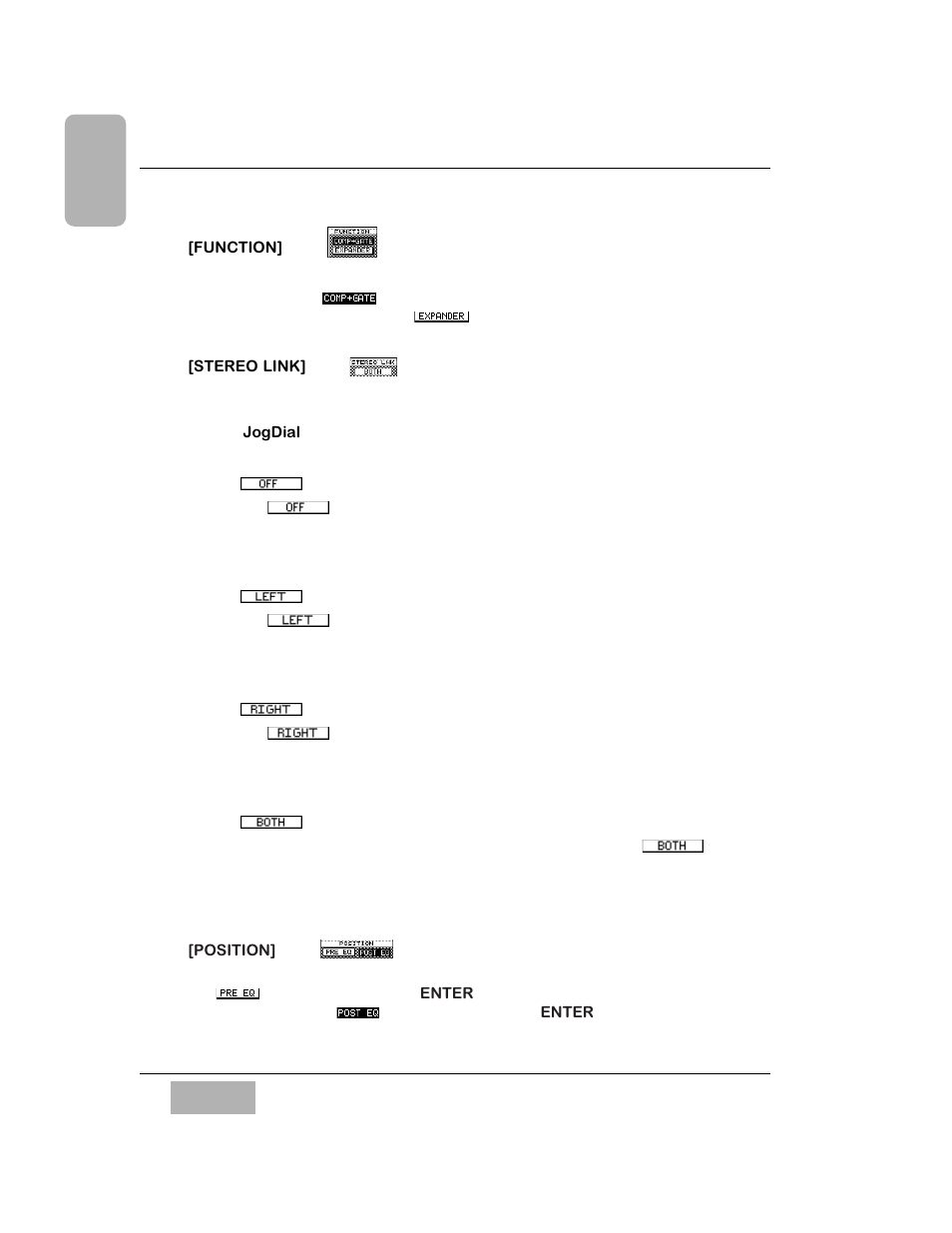 Function] area, Stereo link] area, Left | Right, Both, Position] area | Panasonic WR-DA7 User Manual | Page 139 / 369