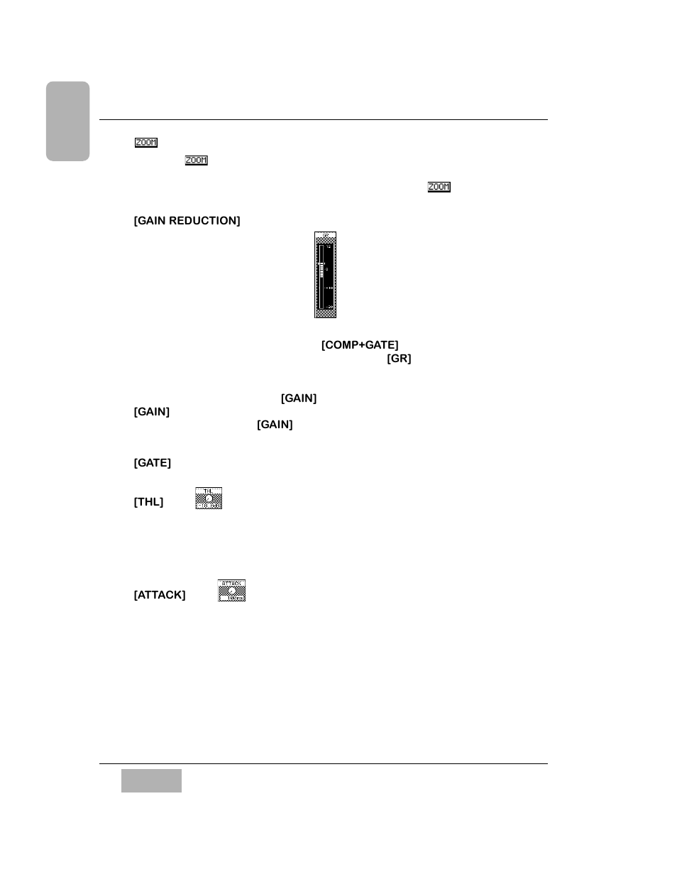 Zoom button, Gain reduction] area, Gate] mode | Attack] area | Panasonic WR-DA7 User Manual | Page 140 / 369