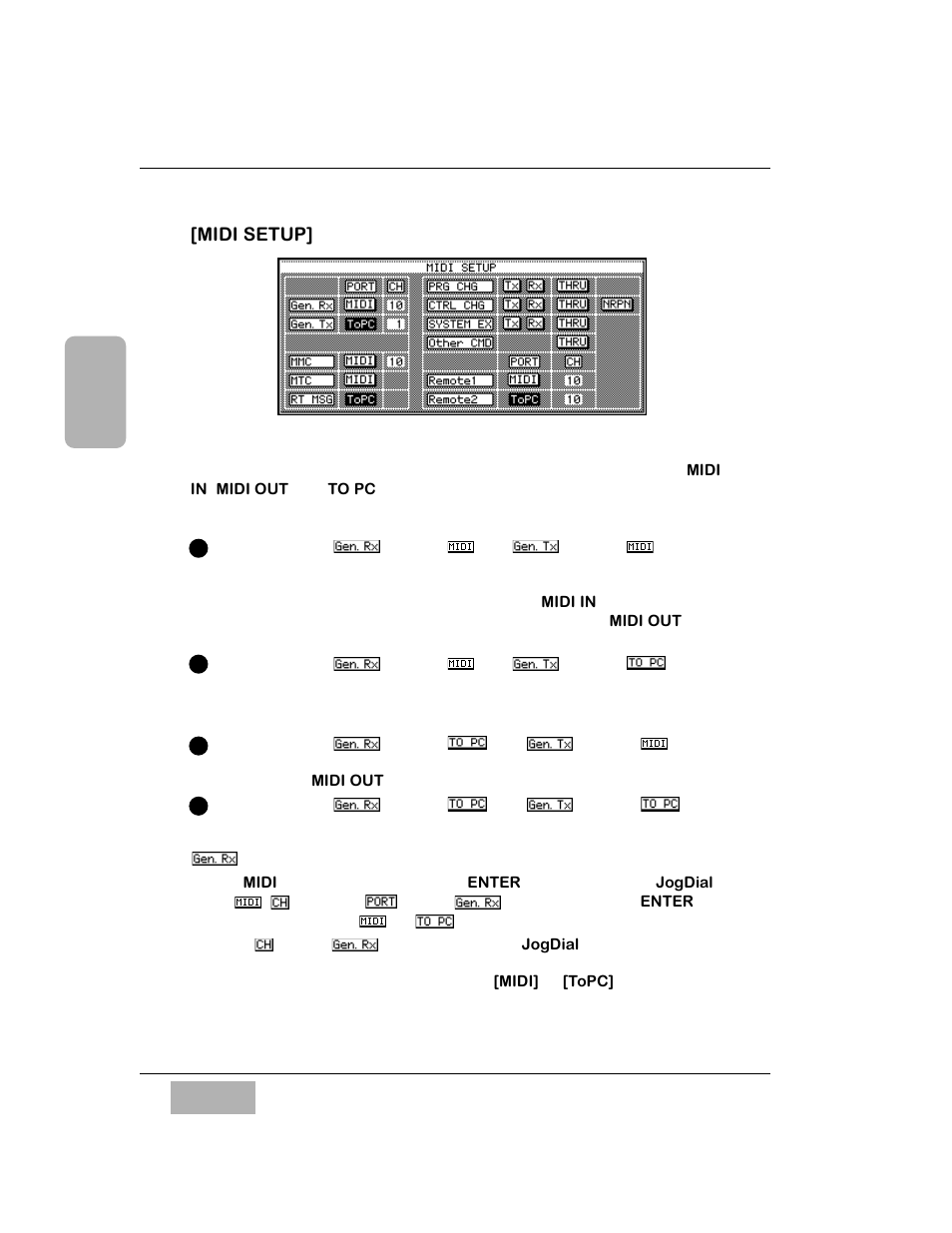 Midi setup] area, Gen. rx button | Panasonic WR-DA7 User Manual | Page 157 / 369