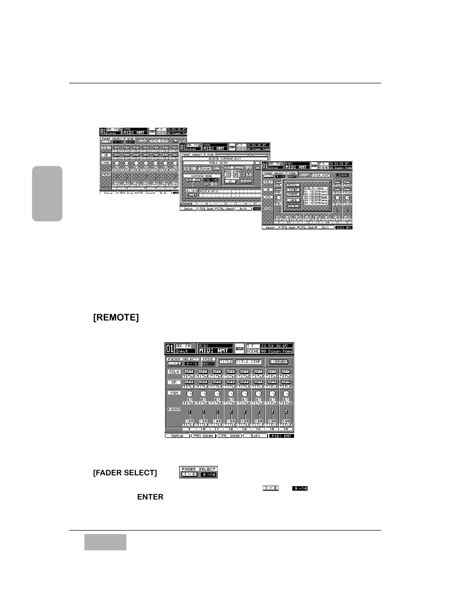 5 midi, remote windows, Remote] window, Fader select] area | Panasonic WR-DA7 User Manual | Page 168 / 369