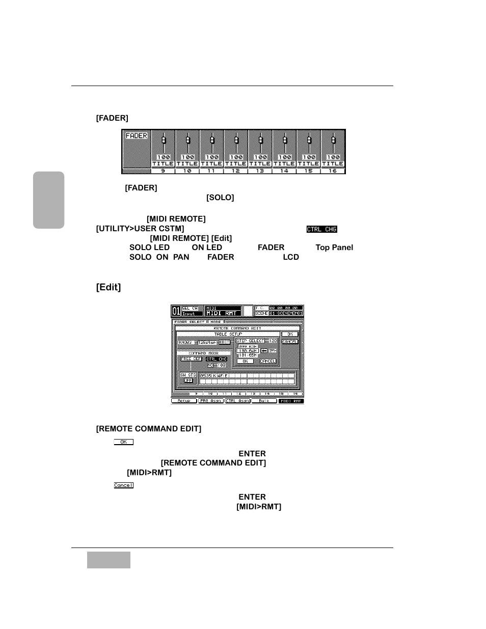 Fader, Edit] window, Remote command edit] area | Ok button, Cancel button | Panasonic WR-DA7 User Manual | Page 170 / 369