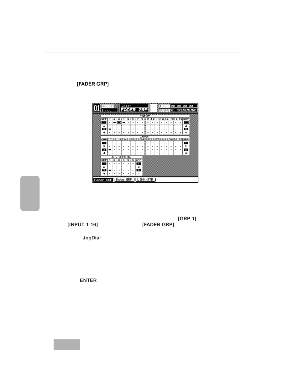2 fader grp (fader group) window, Window elements, Group selection marker | Panasonic WR-DA7 User Manual | Page 195 / 369