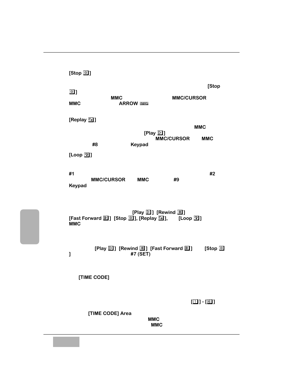 Stop ] button, Replay ] button, Loop ] button | Operation of mmc, Create locate points, Recall locate points | Panasonic WR-DA7 User Manual | Page 210 / 369