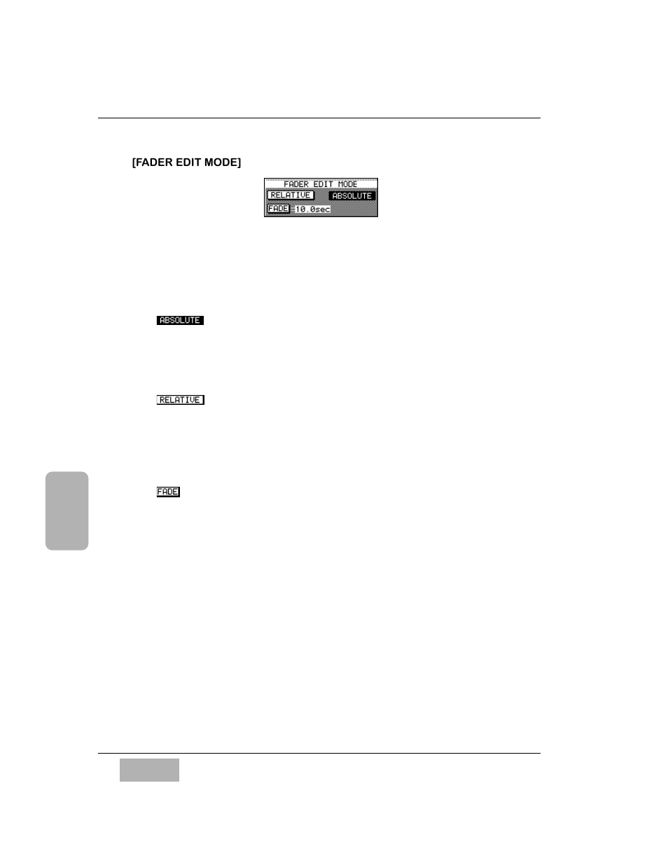 Fader edit mode] area, Absolute mode, Relative mode | Fade time | Panasonic WR-DA7 User Manual | Page 212 / 369