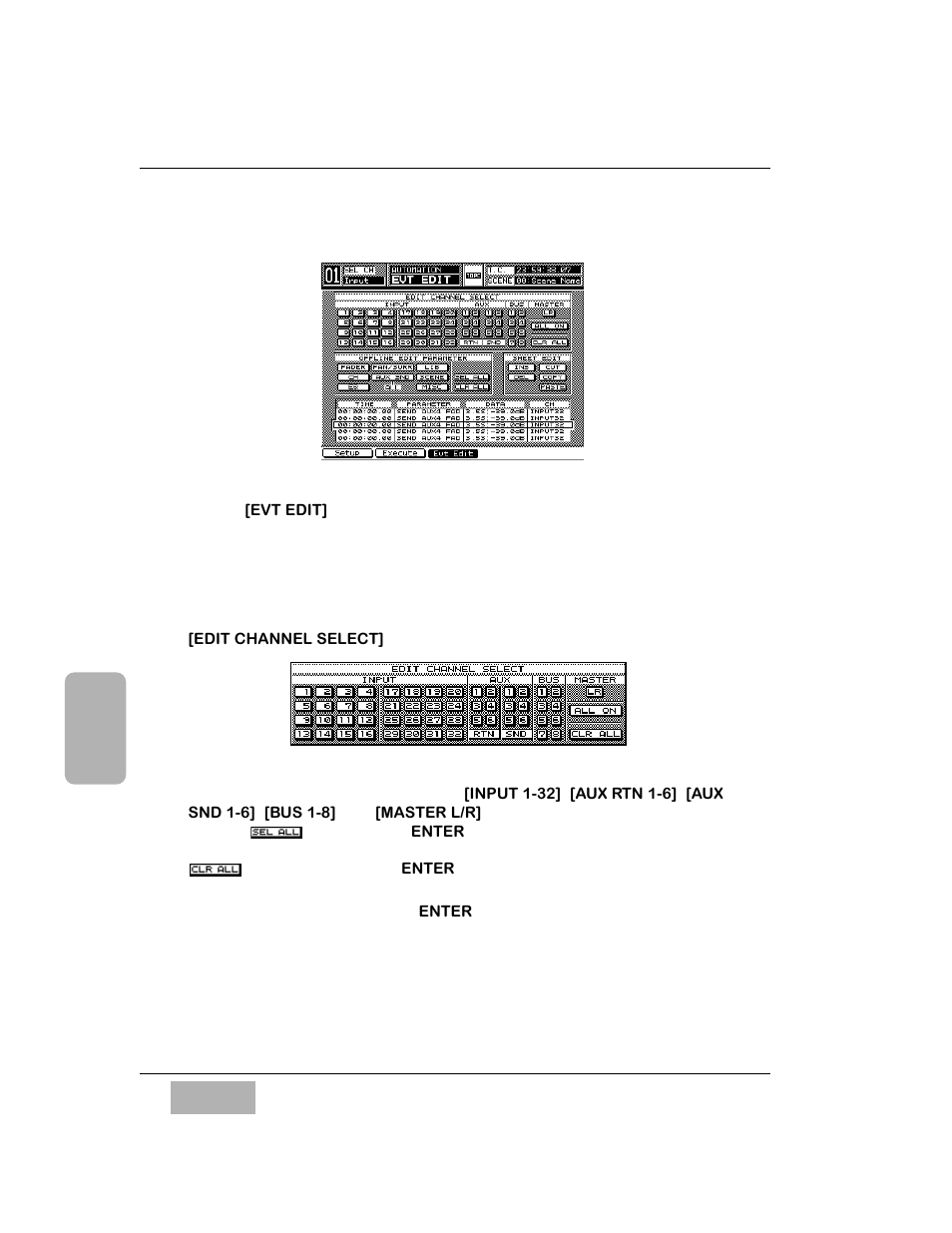 3 automation, evt edit (event edit) window, Edit channel select] area | Panasonic WR-DA7 User Manual | Page 214 / 369