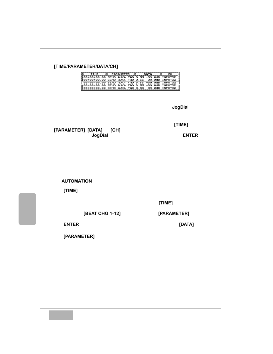 Time/parameter/data/ch] area, Time, Parameter | Panasonic WR-DA7 User Manual | Page 216 / 369