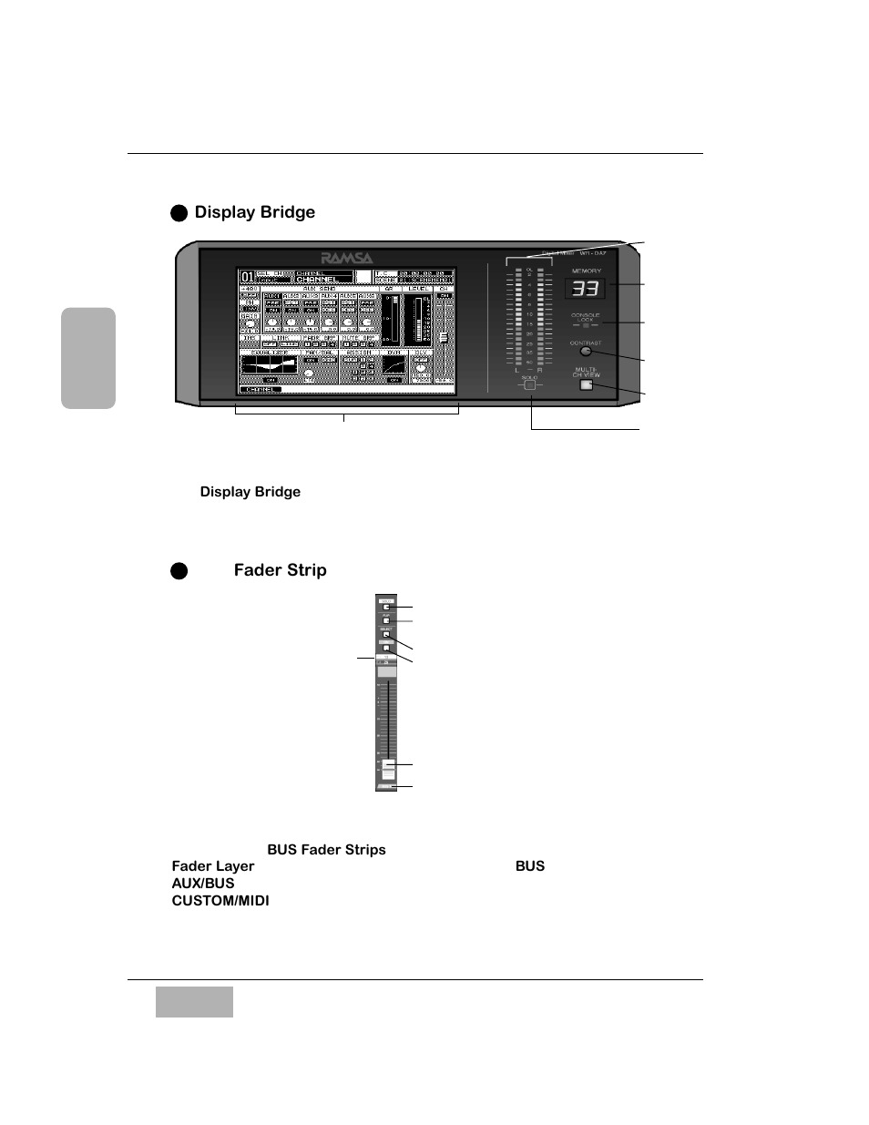 Display bridge, Bus fader strip | Panasonic WR-DA7 User Manual | Page 33 / 369