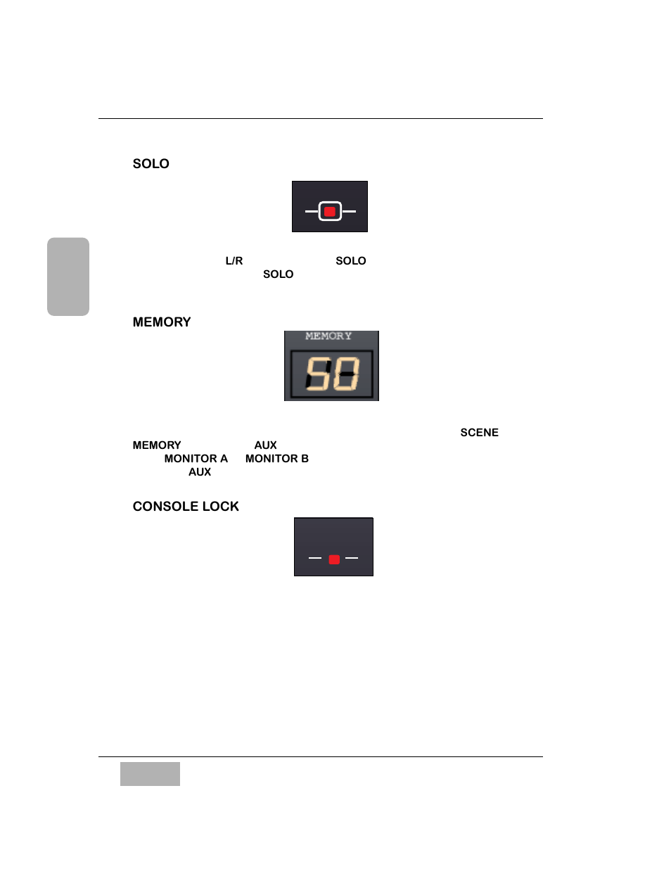 Solo led status indicator, Memory numeric readout, Console lock led status indicator | Panasonic WR-DA7 User Manual | Page 44 / 369