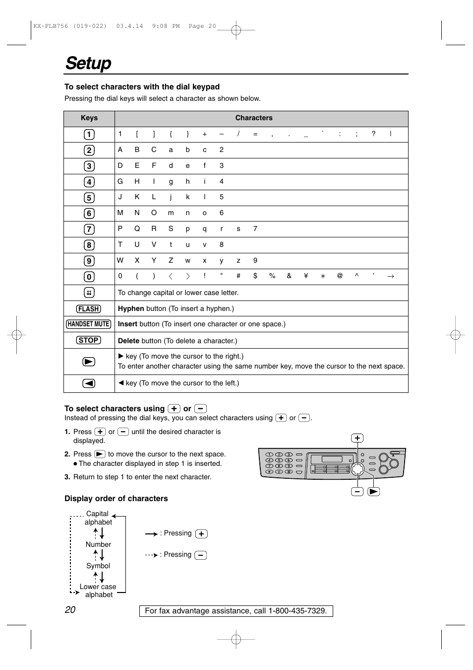 Setup | Panasonic KX-FLB756 User Manual | Page 20 / 92