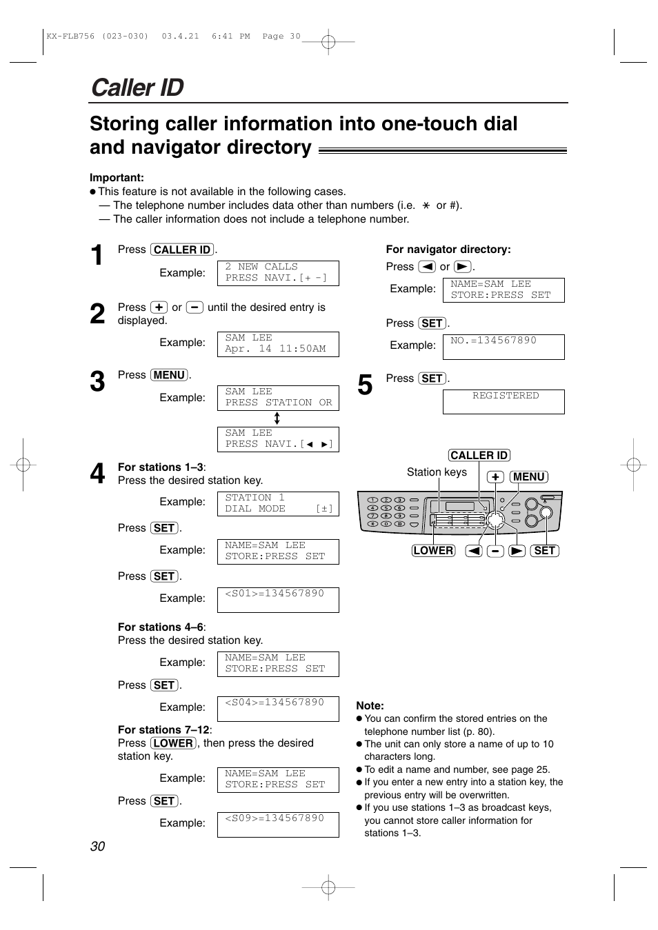 Caller id | Panasonic KX-FLB756 User Manual | Page 30 / 92