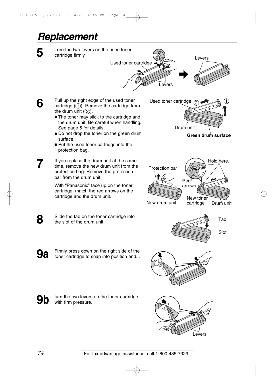 Replacement | Panasonic KX-FLB756 User Manual | Page 74 / 92