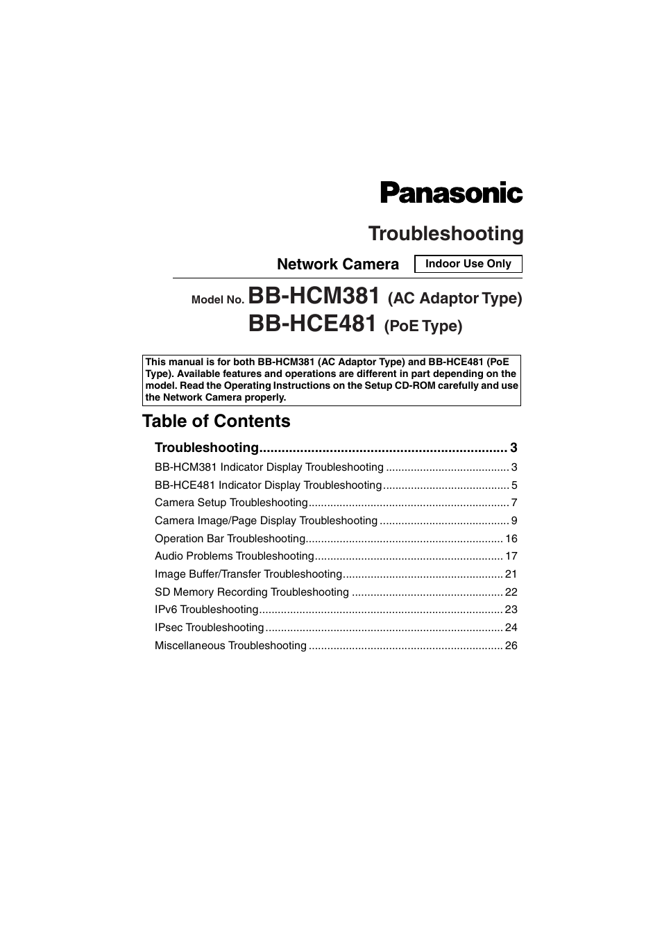 Panasonic BB-HCE481 User Manual | 28 pages
