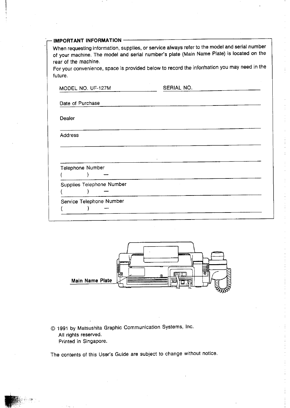 Panasonic Panafax UF-127M User Manual | Page 2 / 80