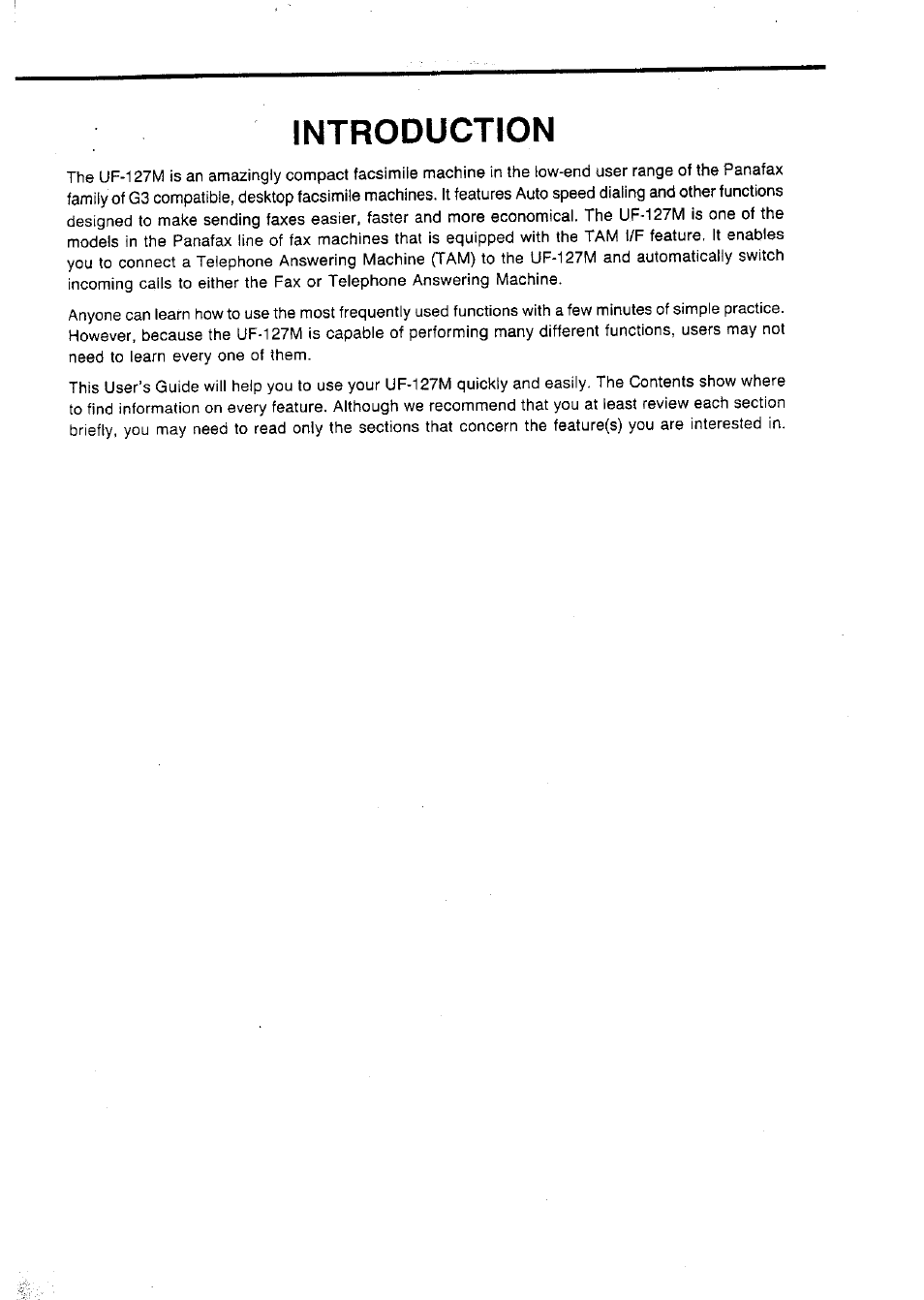 Introduction | Panasonic Panafax UF-127M User Manual | Page 3 / 80