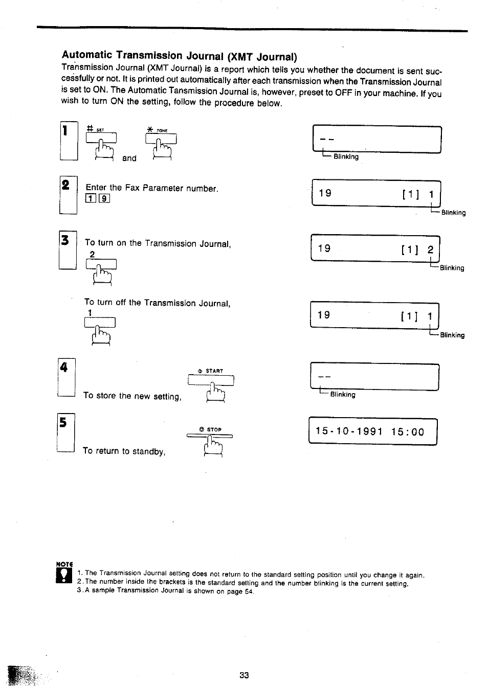 Automatic transmission journal (xmt journai), Automatic transmission journal (xmt journal) | Panasonic Panafax UF-127M User Manual | Page 38 / 80