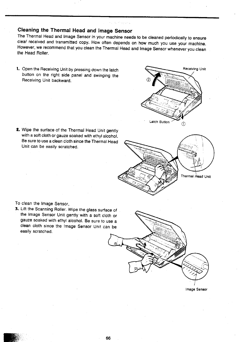 Cleaning the thermal head and image sensor | Panasonic Panafax UF-127M User Manual | Page 71 / 80