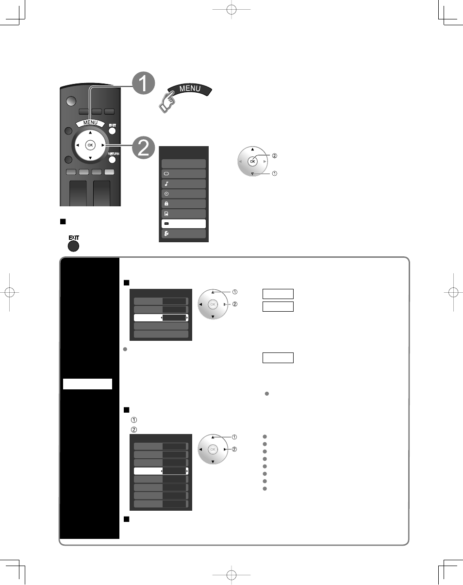 Closed caption, Display menu select “cc, Display closed caption | Panasonic TC-32LX85 User Manual | Page 34 / 50