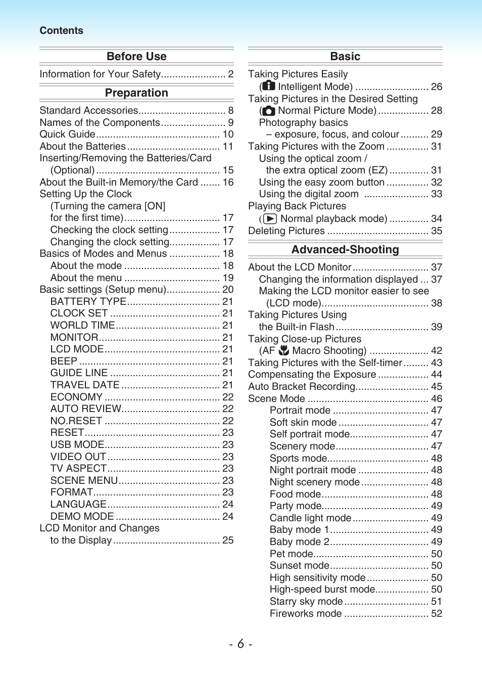 Panasonic DMC-LS80 User Manual | Page 6 / 113