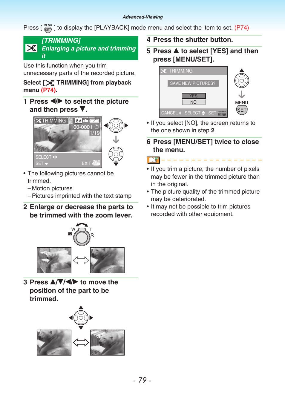 Trimming, P79) | Panasonic DMC-LS80 User Manual | Page 79 / 113