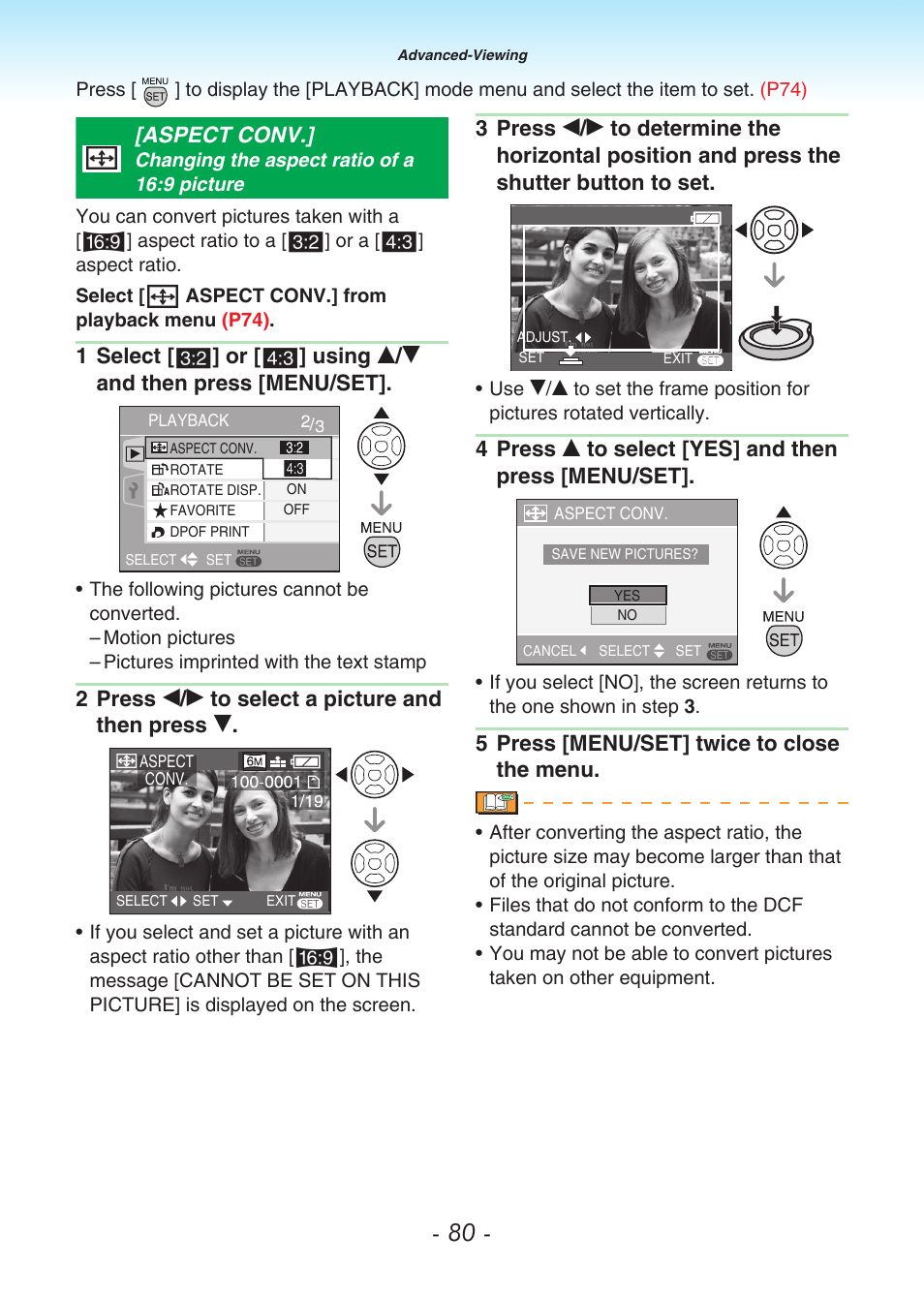Aspect conv, P80) | Panasonic DMC-LS80 User Manual | Page 80 / 113