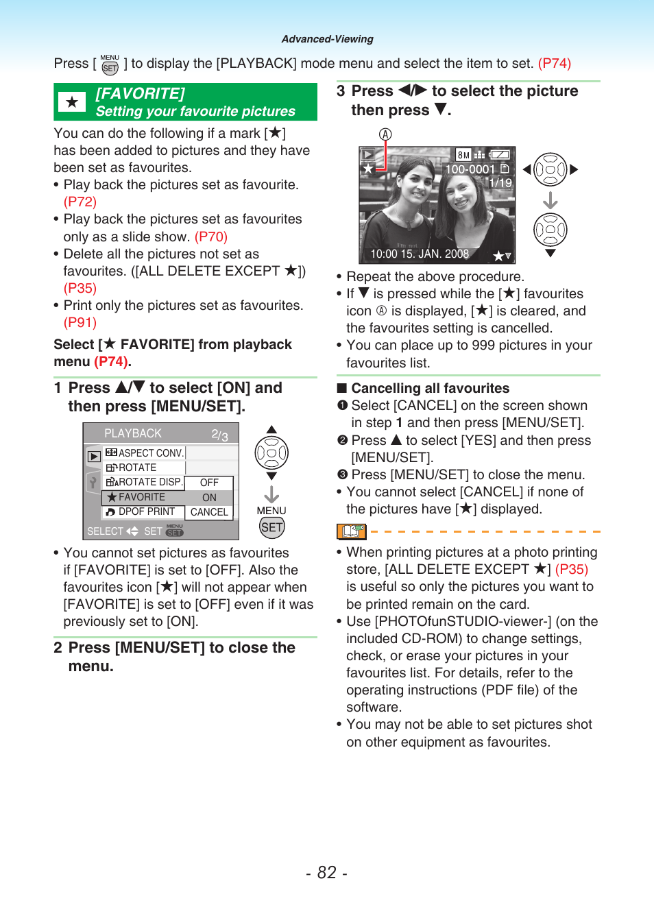 Favorite, For details.), P82) | Panasonic DMC-LS80 User Manual | Page 82 / 113