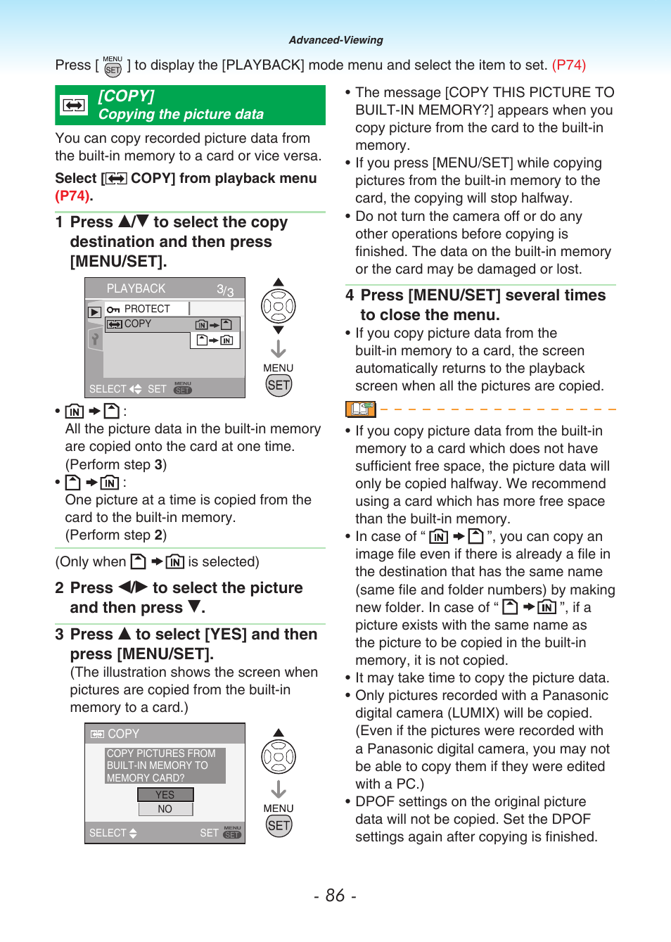 Copy | Panasonic DMC-LS80 User Manual | Page 86 / 113
