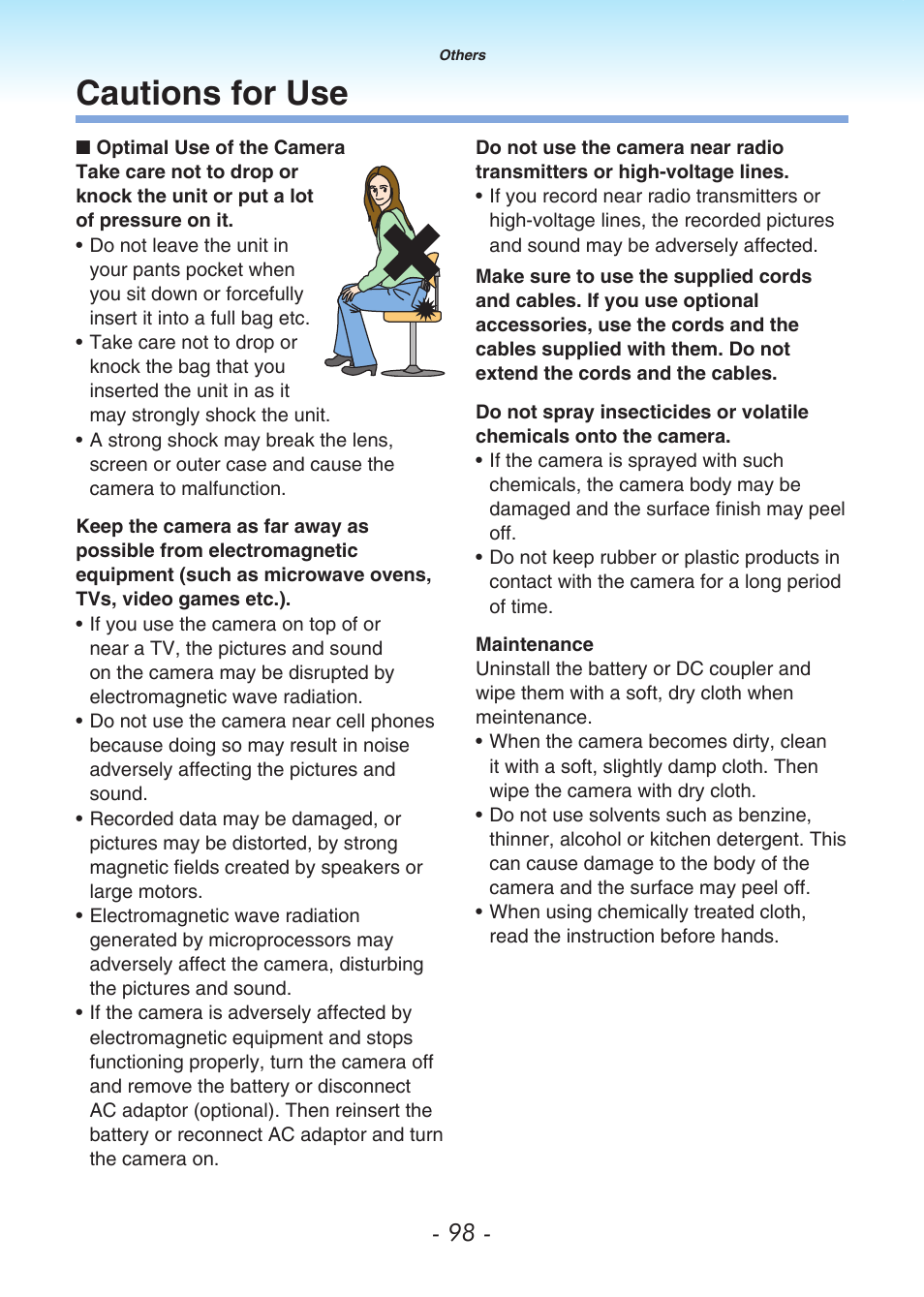 Cautions for use | Panasonic DMC-LS80 User Manual | Page 98 / 113