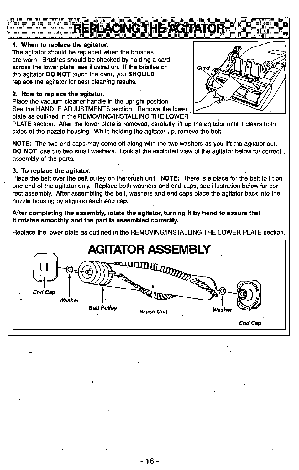 Reiiaancirme'^ilgmibbi, Agftator assembly | Panasonic Ultra Pro MC-V300 User Manual | Page 16 / 40